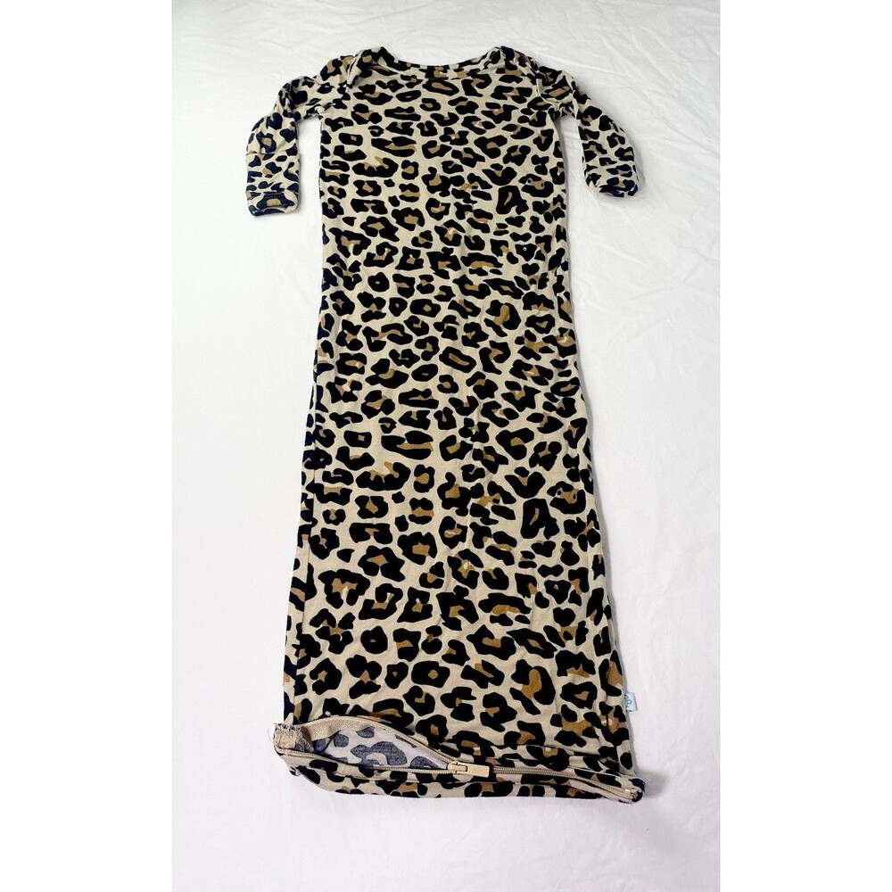 Posh Peanut/  long-sleeve sleeper/ leopard print / Girls Gown 0-3 Months